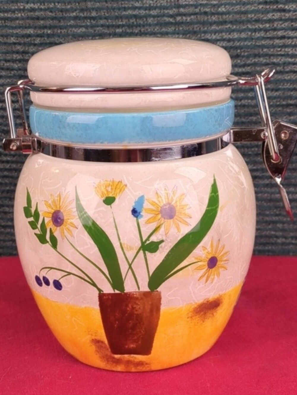 Tabletrendz By Sakura Stoneware Salad Plates And Latch Canister Floral Applique - Picture 6 of 17